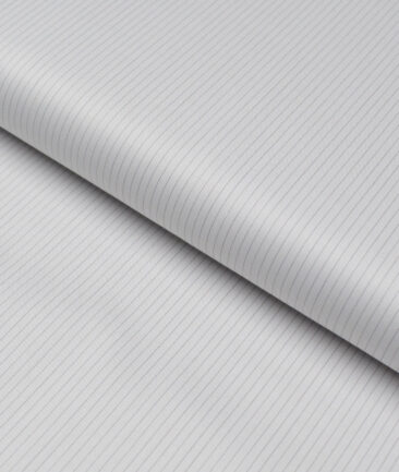 Tessitura Monti 2 Ply 140's Supima Cotton Striped Shirting Fabric (Light Grey)