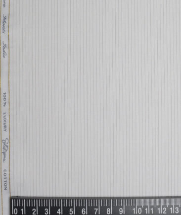 Tessitura Monti 2 Ply 140's Supima Cotton Striped Shirting Fabric (Light Grey)