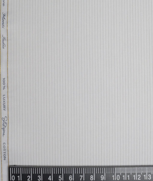 Tessitura Monti 2 Ply 140's Supima Cotton Striped Shirting Fabric (Light Grey)