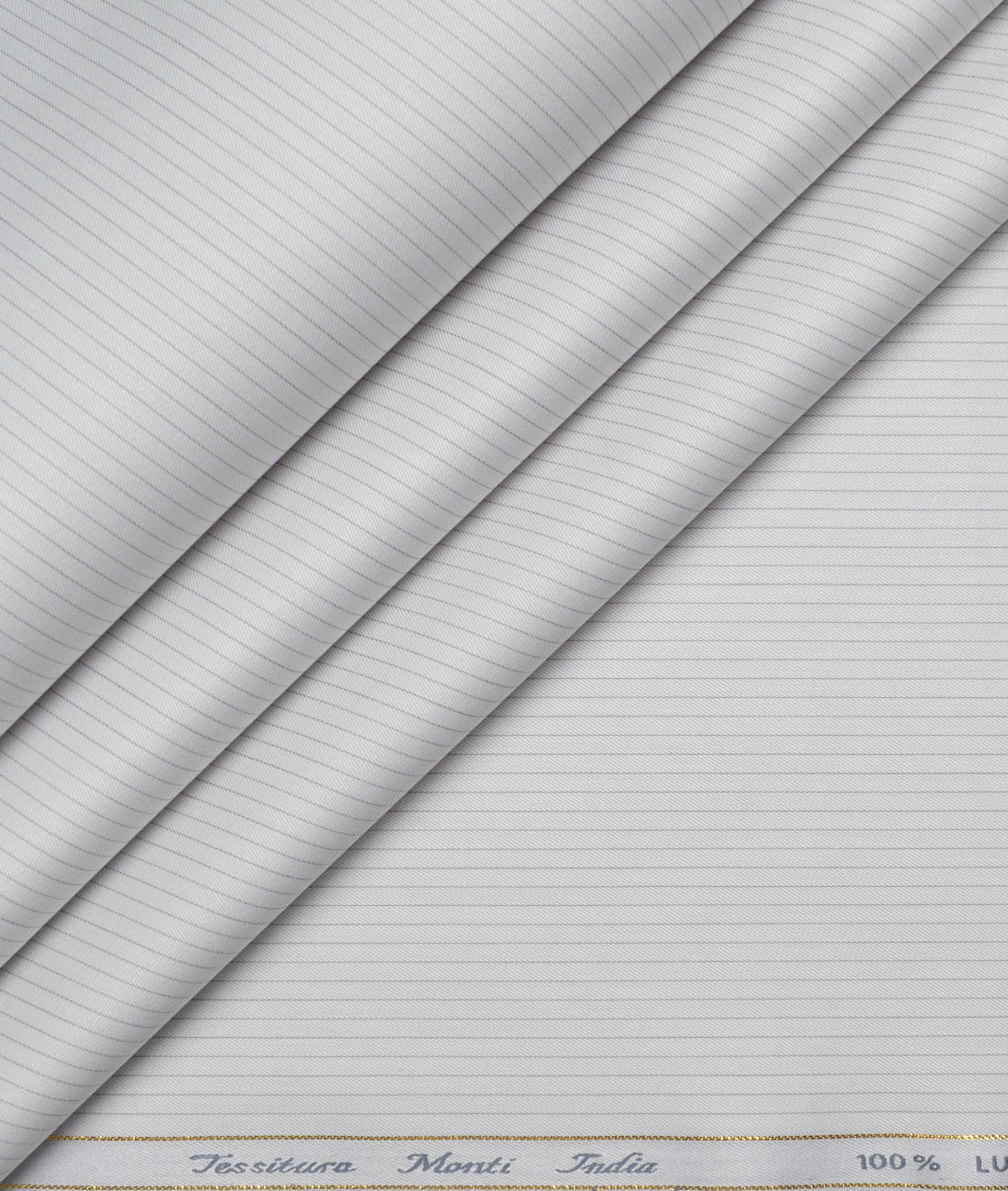 Tessitura Monti 2 Ply 140's Supima Cotton Striped Shirting Fabric (Light Grey) Tessitura Monti 2 Ply 140's Supima Cotton Striped Shirting Fabric (Light Grey)