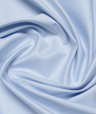 Tessitura Monti 2 Ply 140's Supima Cotton Striped Shirting Fabric (Sky Blue)