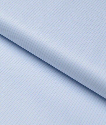 Tessitura Monti 2 Ply 140's Supima Cotton Striped Shirting Fabric (Sky Blue)