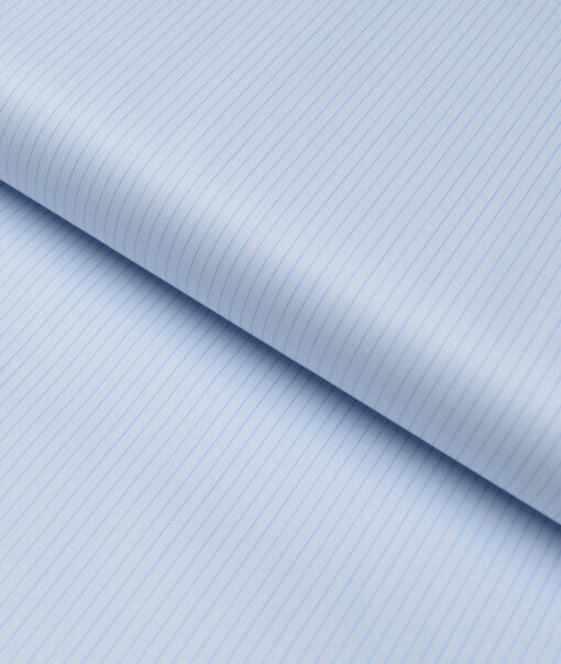 Tessitura Monti 2 Ply 140's Supima Cotton Striped Shirting Fabric (Sky Blue)