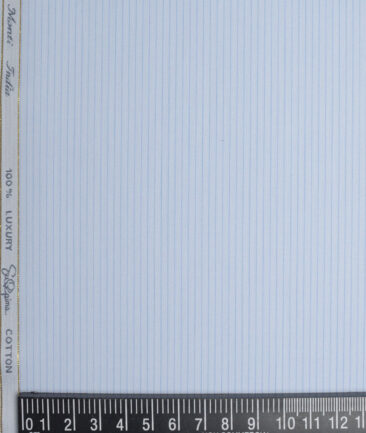Tessitura Monti 2 Ply 140's Supima Cotton Striped Shirting Fabric (Sky Blue)