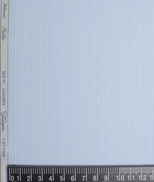 Tessitura Monti 2 Ply 140's Supima Cotton Striped Shirting Fabric (Sky Blue)