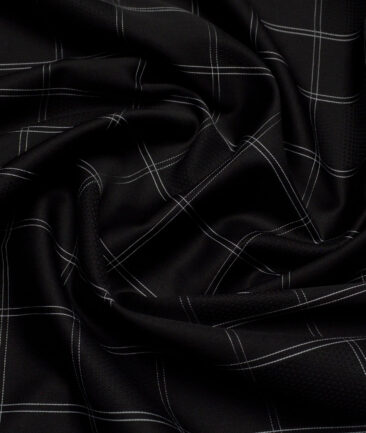 Soktas  Giza Cotton Checks Shirting Fabric (Black & White)