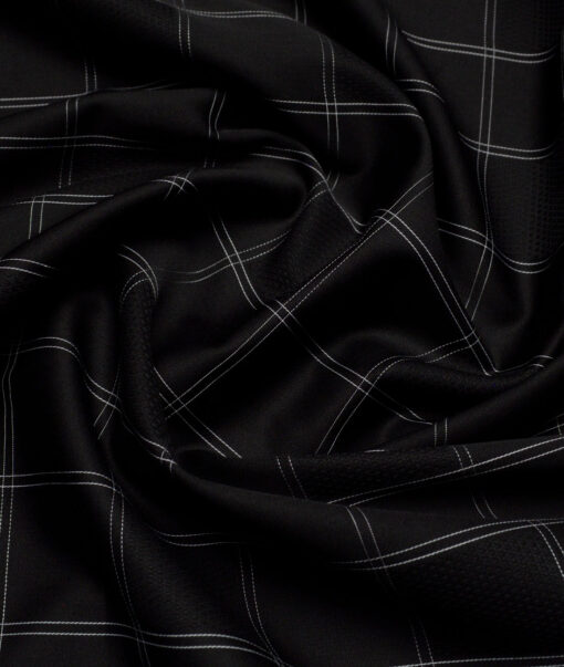 Soktas  Giza Cotton Checks Shirting Fabric (Black & White)