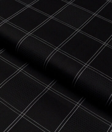 Soktas  Giza Cotton Checks Shirting Fabric (Black & White)