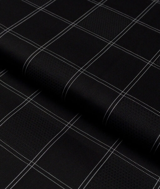Soktas  Giza Cotton Checks Shirting Fabric (Black & White)