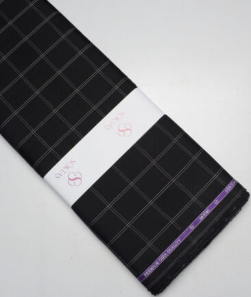Soktas  Giza Cotton Checks Shirting Fabric (Black & White)