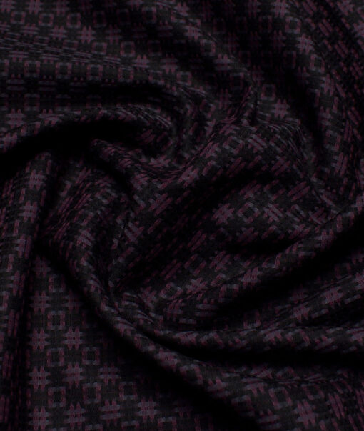 Soktas  Giza Cotton Self Design Shirting Fabric (Black & Wine)