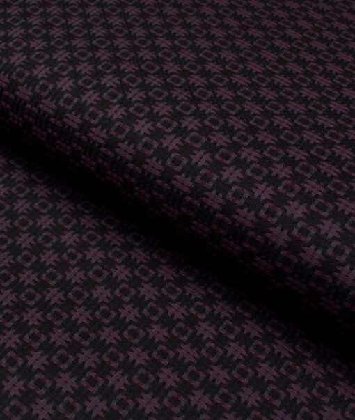 Soktas  Giza Cotton Self Design Shirting Fabric (Black & Wine)