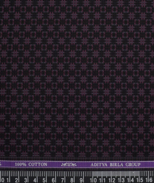 Soktas  Giza Cotton Self Design Shirting Fabric (Black & Wine)