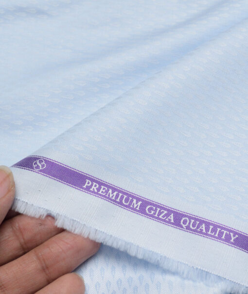 Soktas  Giza Cotton Self Design Shirting Fabric (Sky Blue)