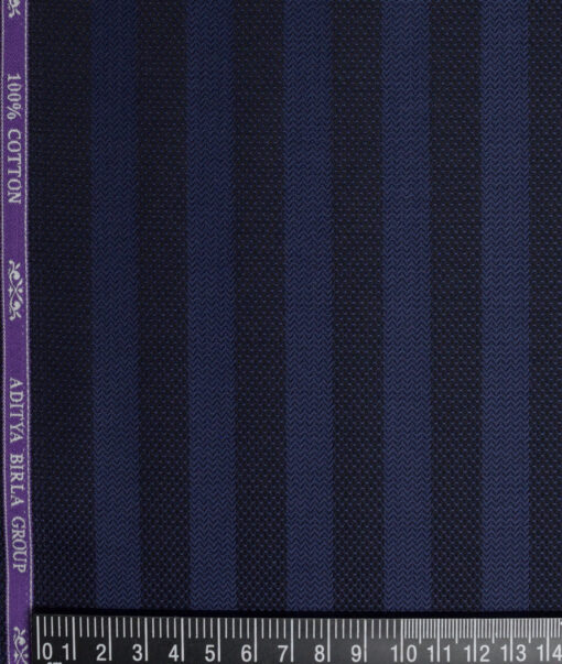Soktas  Giza Cotton Striped Shirting Fabric (Blue)