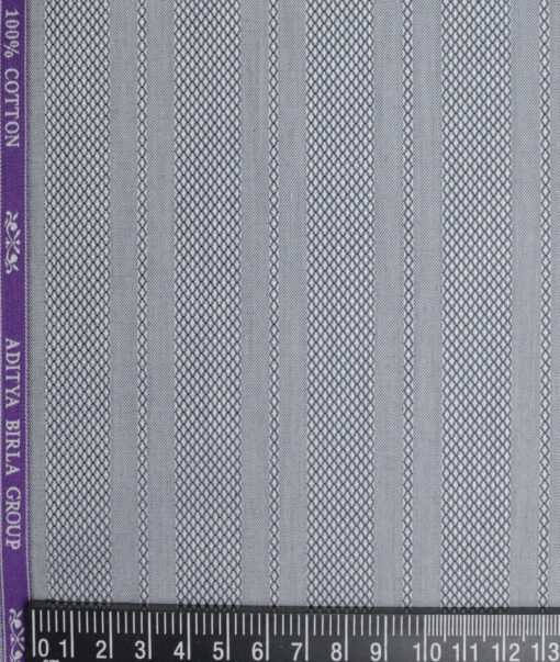 Soktas  Giza Cotton Striped Shirting Fabric (Silver Grey)