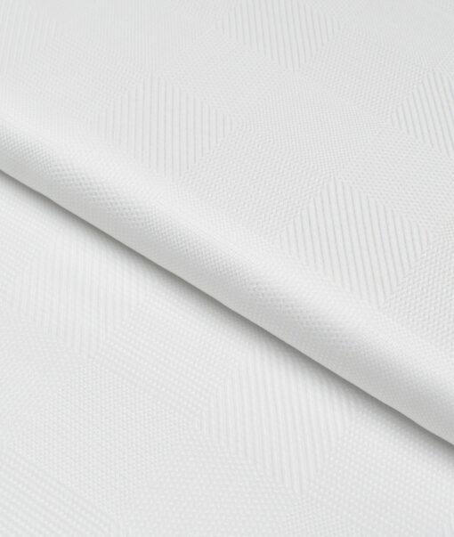 Soktas  Giza Cotton Self Design Shirting Fabric (White)
