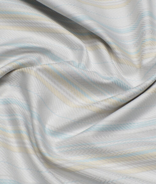 Soktas  Giza Cotton Striped Shirting Fabric (Light Grey)