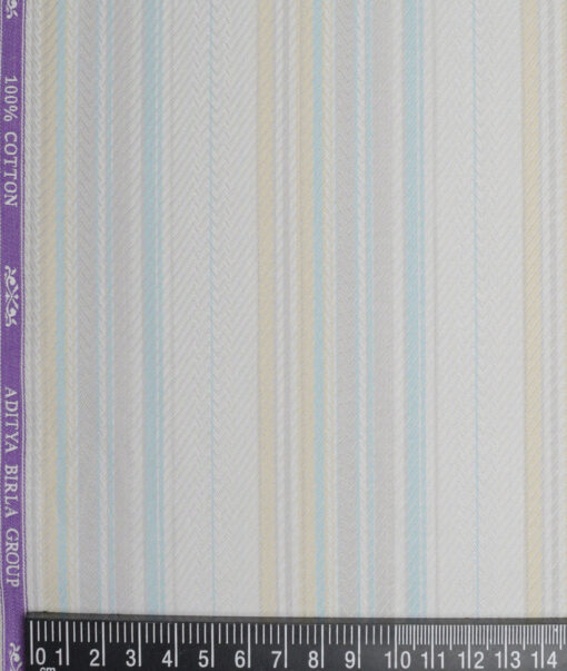 Soktas  Giza Cotton Striped Shirting Fabric (Light Grey)
