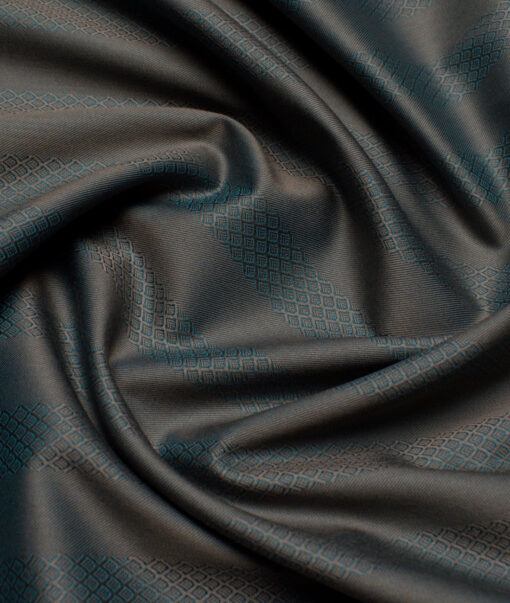 Soktas 2 Ply 100's Giza Cotton Striped Shirting Fabric (Brown & Teal Green)