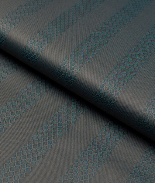 Soktas 2 Ply 100's Giza Cotton Striped Shirting Fabric (Brown & Teal Green)
