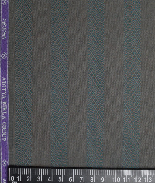 Soktas 2 Ply 100's Giza Cotton Striped Shirting Fabric (Brown & Teal Green)