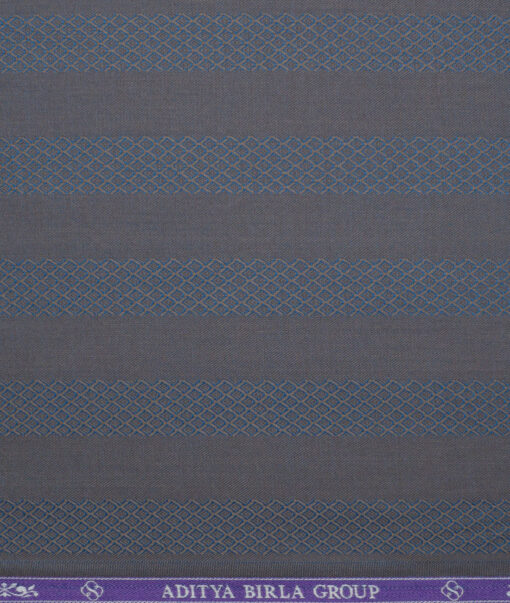 Soktas 2 Ply 100's Giza Cotton Striped Shirting Fabric (Brown & Blue)