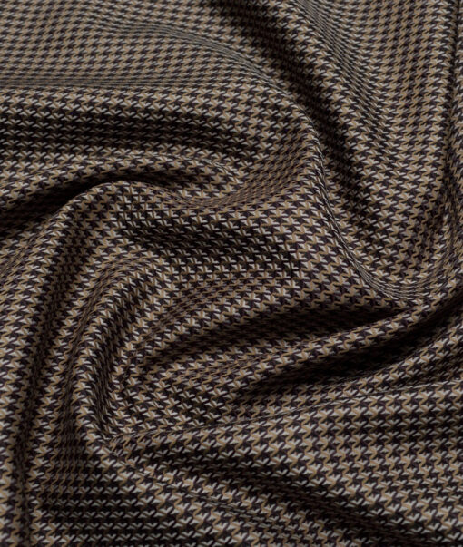 Soktas  Giza Cotton Checks Shirting Fabric (Light Brown )