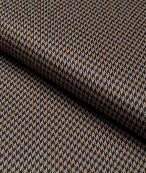 Soktas  Giza Cotton Checks Shirting Fabric (Light Brown )