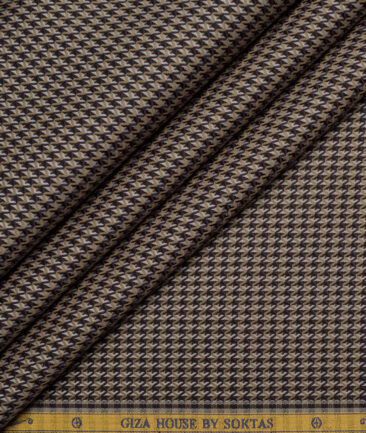 Soktas  Giza Cotton Checks Shirting Fabric (Light Brown )