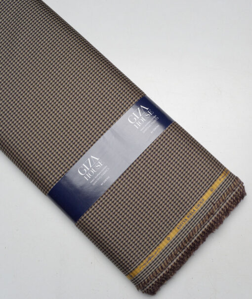 Soktas  Giza Cotton Checks Shirting Fabric (Light Brown )