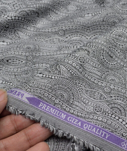Soktas  Giza Cotton Self Design Shirting Fabric (Light Grey)