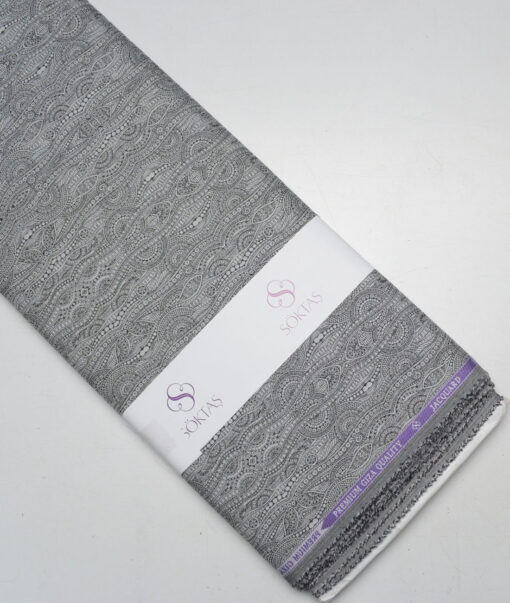 Soktas  Giza Cotton Self Design Shirting Fabric (Light Grey)