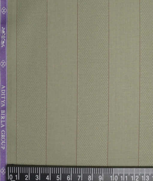 Soktas 2 Ply 100's Giza Cotton Striped Shirting Fabric (Light Olive Green)