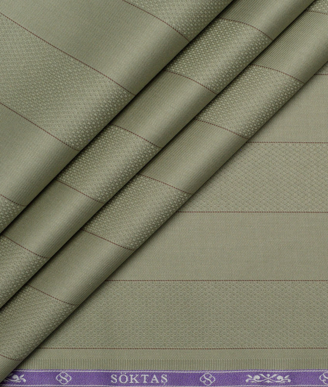 Soktas 2 Ply 100's Giza Cotton Striped Shirting Fabric (Light Olive Green) Soktas 2 Ply 100's Giza Cotton Striped Shirting Fabric (Light Olive Green)