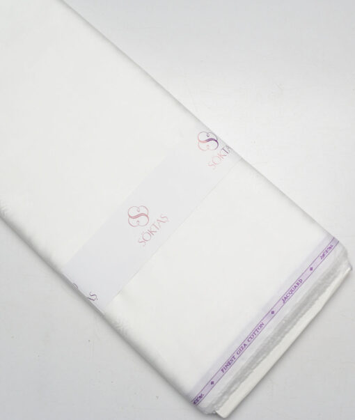 Soktas  Giza Cotton Self Design Shirting Fabric (White)