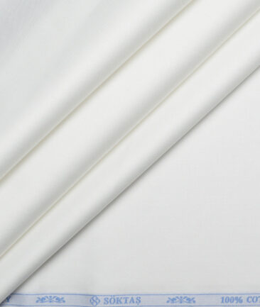Soktas 2 Ply 120's Giza Cotton Solids Shirting Fabric (White)