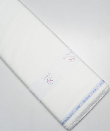 Soktas 2 Ply 120's Giza Cotton Solids Shirting Fabric (White)
