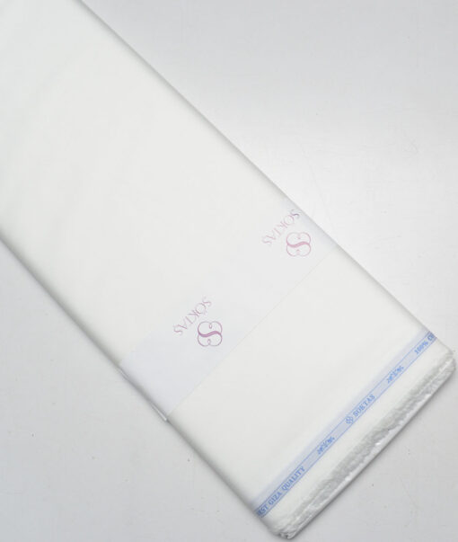 Soktas 2 Ply 120's Giza Cotton Solids Shirting Fabric (White)