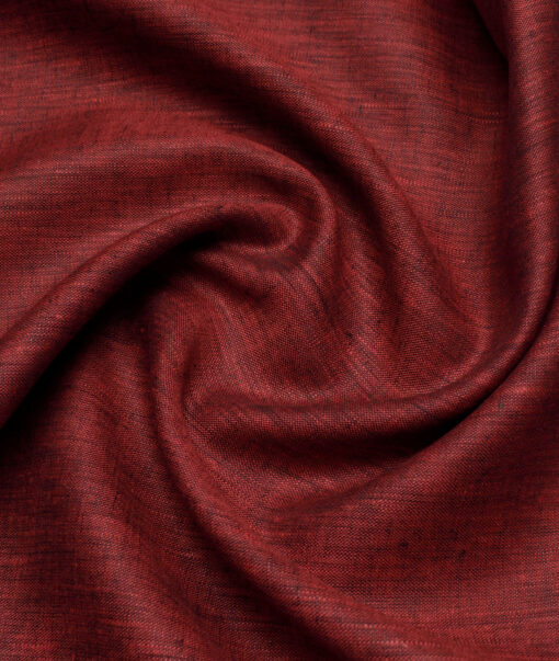 Linen Club 60 LEA European Linen Self Design Shirting Fabric (Maroon)