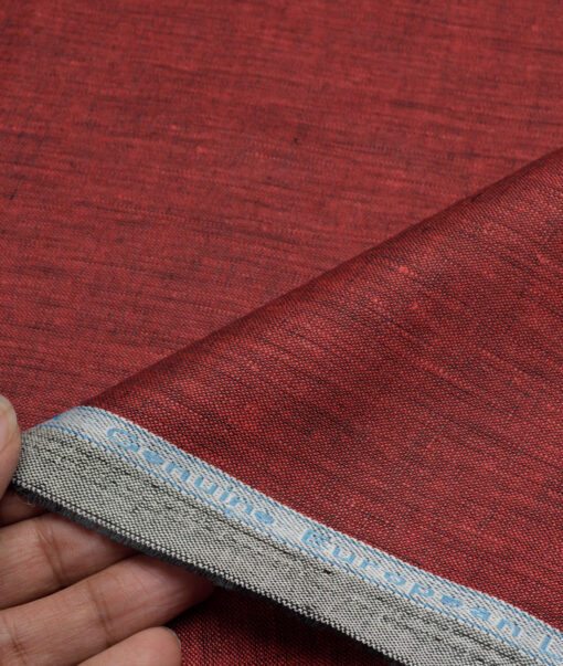 Linen Club 60 LEA European Linen Self Design Shirting Fabric (Maroon)
