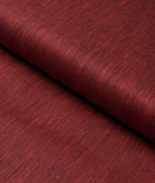 Linen Club 60 LEA European Linen Self Design Shirting Fabric (Maroon)