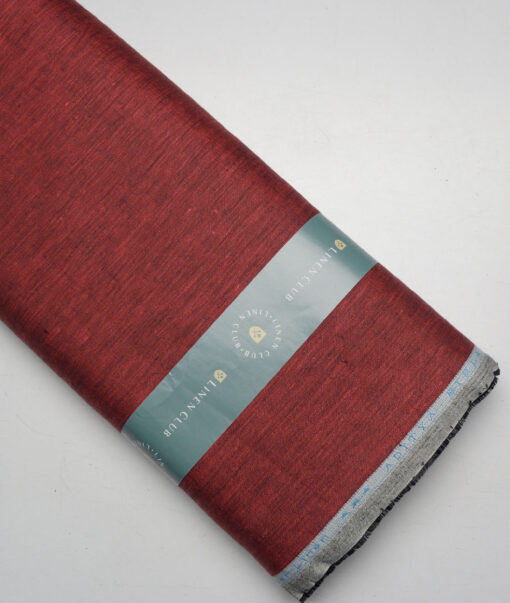 Linen Club 60 LEA European Linen Self Design Shirting Fabric (Maroon)