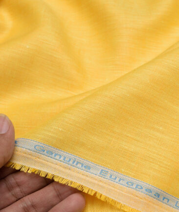 Linen Club 60 LEA European Linen Self Design Shirting Fabric (Yellow)