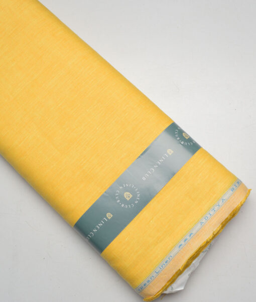 Linen Club 60 LEA European Linen Self Design Shirting Fabric (Yellow)