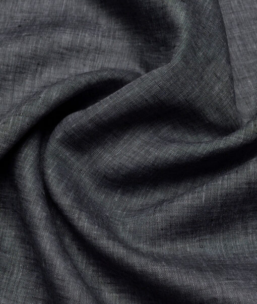 Linen Club 60 LEA European Linen Self Design Shirting Fabric (Dark Grey)