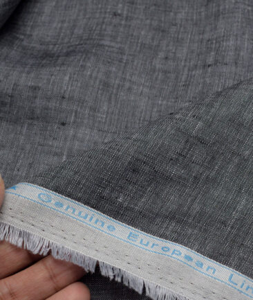 Linen Club 60 LEA European Linen Self Design Shirting Fabric (Dark Grey)
