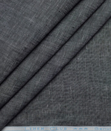 Linen Club 60 LEA European Linen Self Design Shirting Fabric (Dark Grey)