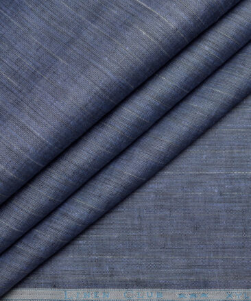 Linen Club 80 LEA European Linen Striped Shirting Fabric (Dusky Blue)