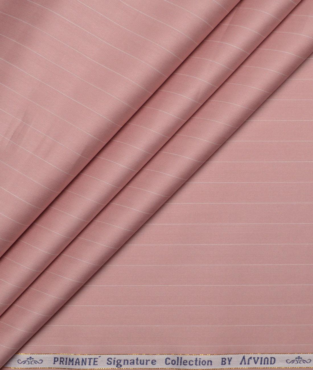 Primante By Arvind 1 Ply 90's Giza Cotton Striped Shirting Fabric (Peach) Primante By Arvind 1 Ply 90's Giza Cotton Striped Shirting Fabric (Peach)